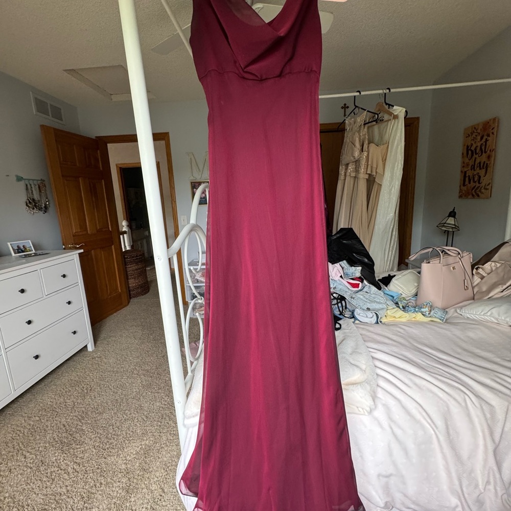 Michaelangelo Red Cowl Neck Sleeveless Maxi Gown
